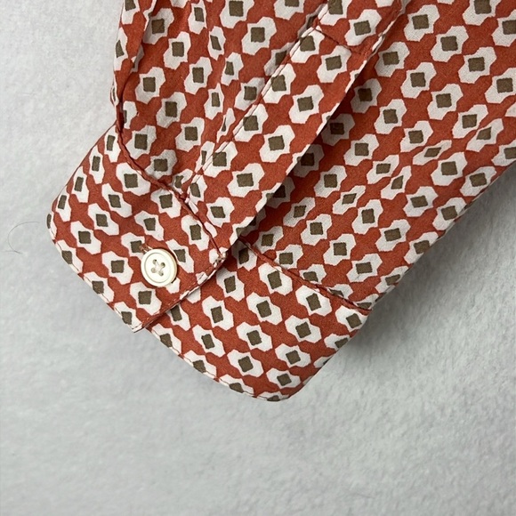 LOFT Women’s Rayon Blouse Size L Dusty Rose & Tan Geometric Print - Picture 7 of 11